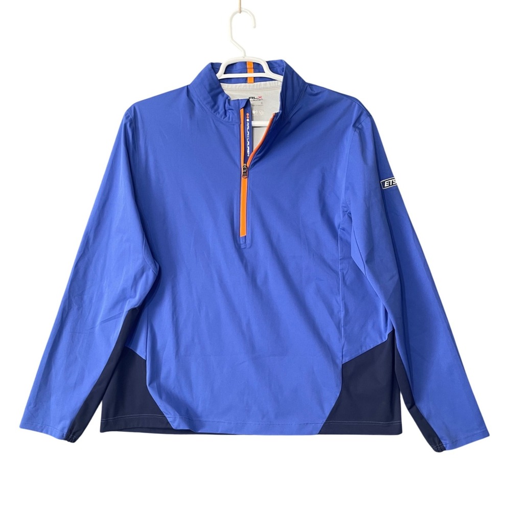 RLX Ralph Lauren Golf‎ 1/4 Zip Jacket Mens XL Blue Water Resistant Stretch